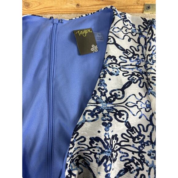 Taylor Boho Blue Dress Sz 12 Tiered Midi Lined Front Tie Flutter Sleeve New - Picture 4 of 13